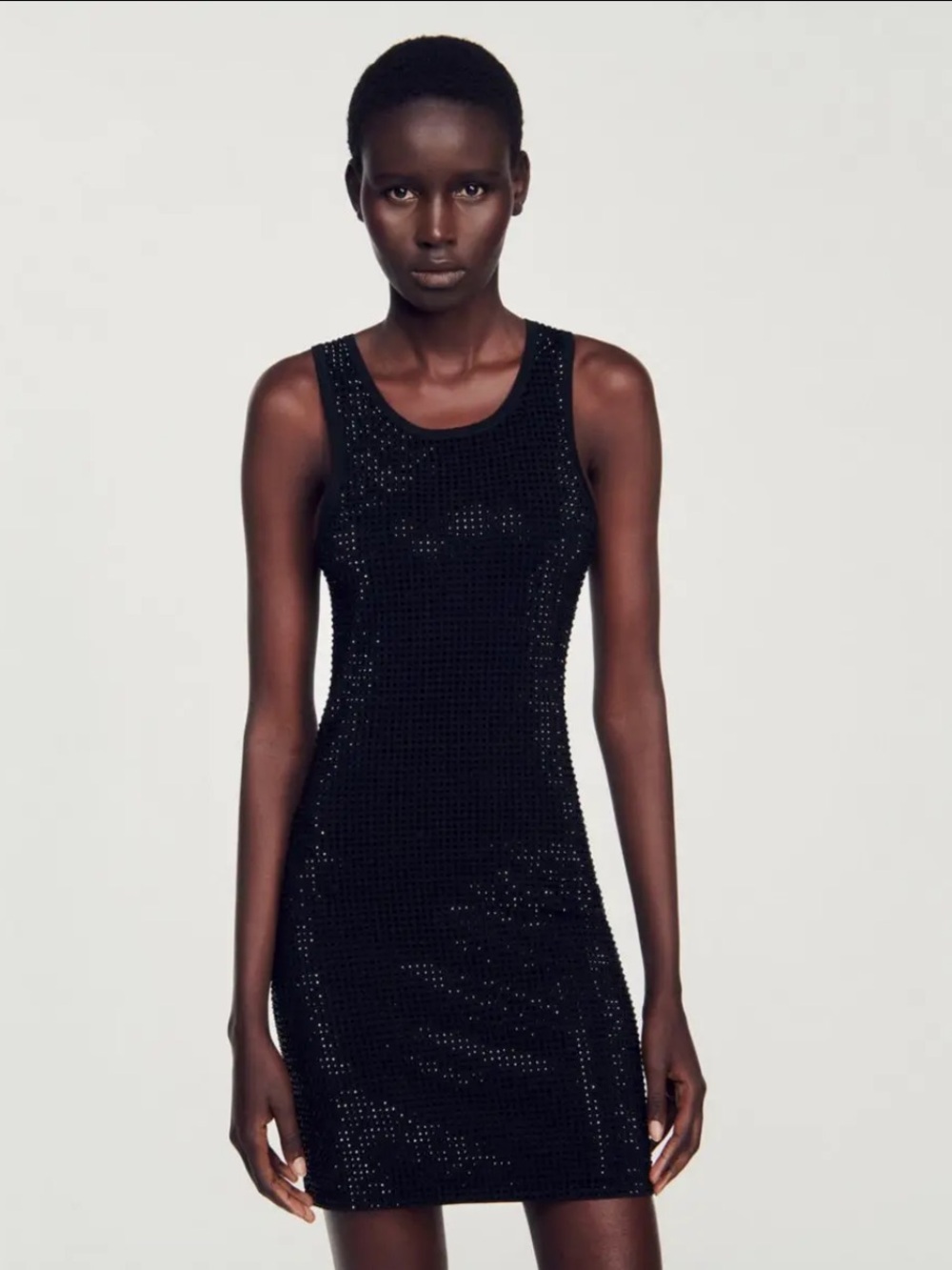 NWT $520 Sandro Rhinestone Dress Black